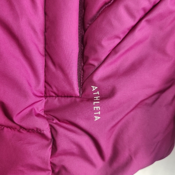 Athleta Downtown Down Feather Warm Winter Puffer Jacket Coat Plum Purple Large - Picture 9 of 16